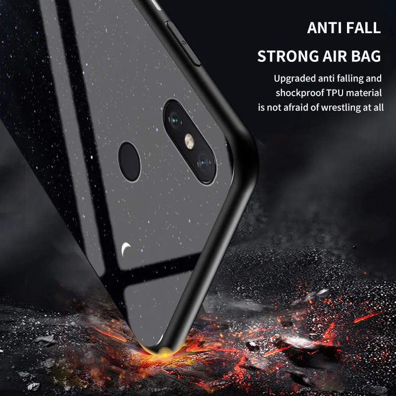 Для Xiaomi Mi Max 3 M1804E4A Чехол Цветное звездное закаленное стекло Задняя крышка Жесткий