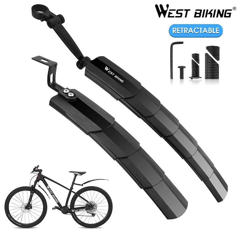 

_ Выдвижной велосипедный задний брызговик WEST BIKING, набор из 2 предметов с передней панелью колеса, детали из АБС, Аксессуары для велосипеда, за...