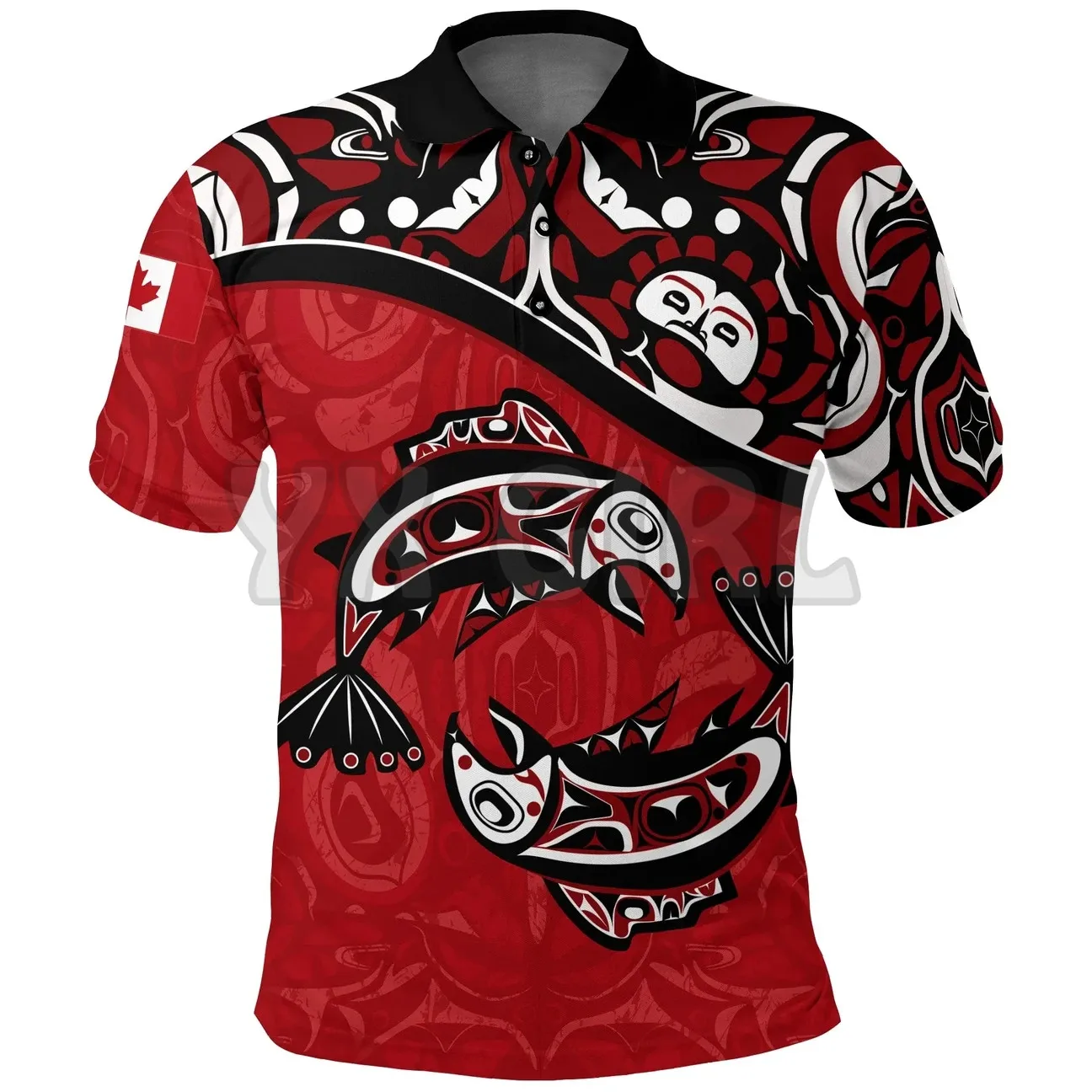 

2022 Summer shirts women for men Canada Haida Salmon Style Tattoo 3D printed Short sleeve t shirts Tops camisas