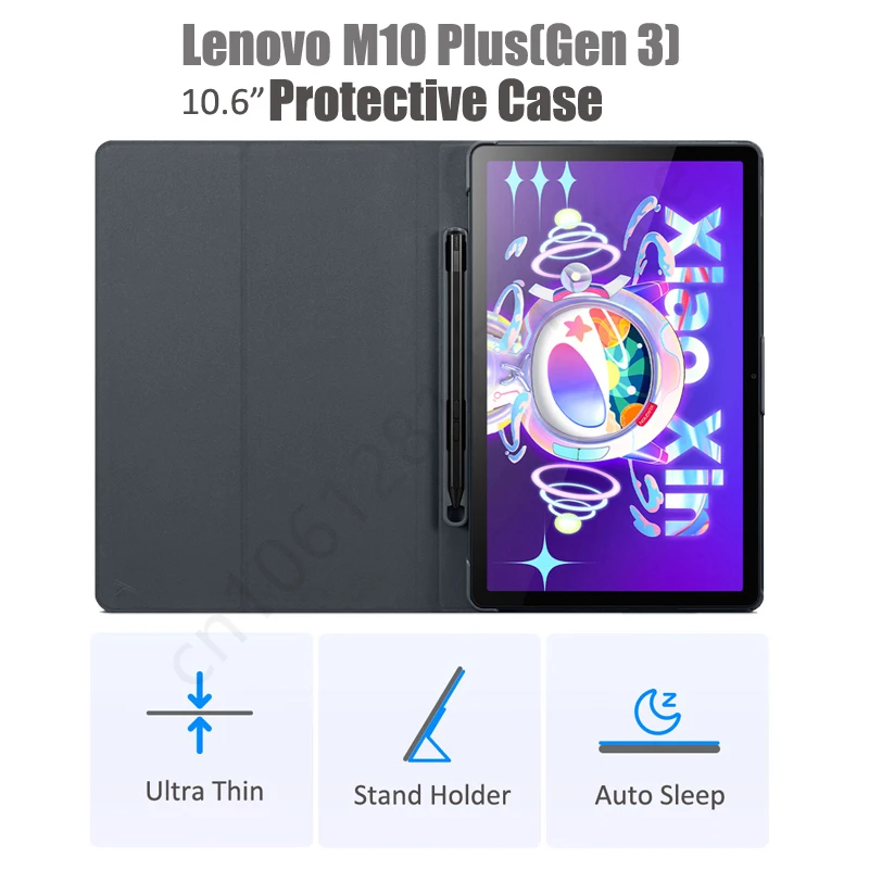 

Чехол для Lenovo M10 Plus 3 поколения с держателем для карандашей Автоматический Режим сна/пробуждения смарт-чехол для Lenovo Tab M10 Plus чехол 3-го поколе...