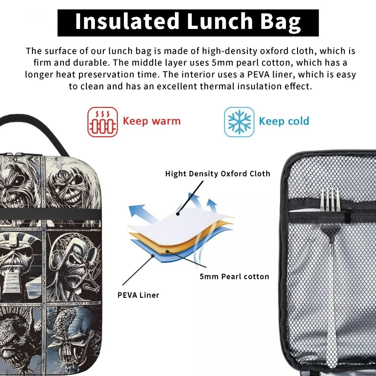 Сумка для ланча с железной лентой портативная Изолированная коробка детей