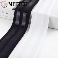 meetee 24meters 5cm black white nylon polyester non slip silicone elastic band diy clothes sewing pants belt stretch band eb038