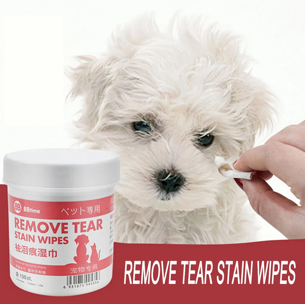 

Pet Eye Wipe Dog Cat Cleaning Tear Wipes Cleaning Paper Towel Grooming Tool Stain Remover Gentle Aloe 100 Piece Puppy Products