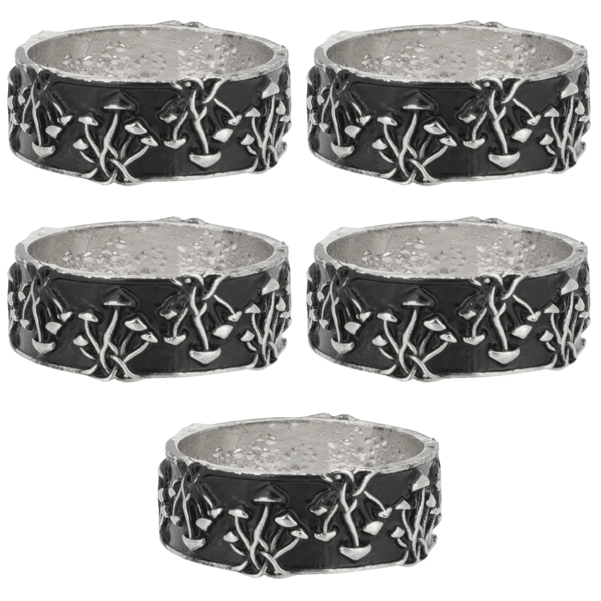 

5pcs Vintage Gothic Ring Mushroom Ring Birthday Christmas Jewelry Gift for Women Men