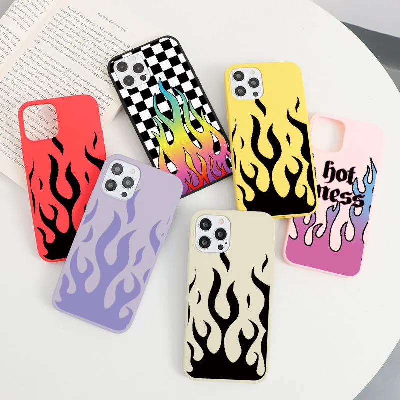 

Black Flame Case For Samsung Galaxy S21 S8 S9 S10 S20 FE Plus Ultra S10E A31 A32 A40 A50 A51 A52 A71 A72 A02S A21S A10 A12 Cover