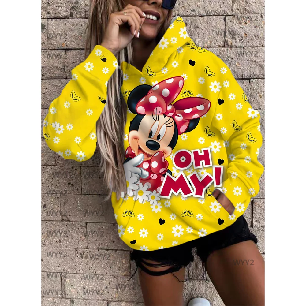 

Disney Minnie Print 2021 New Anime Sweatshirt Warm Vintage Pullover For Women Fashion Korean Round Neck Hoodie Women