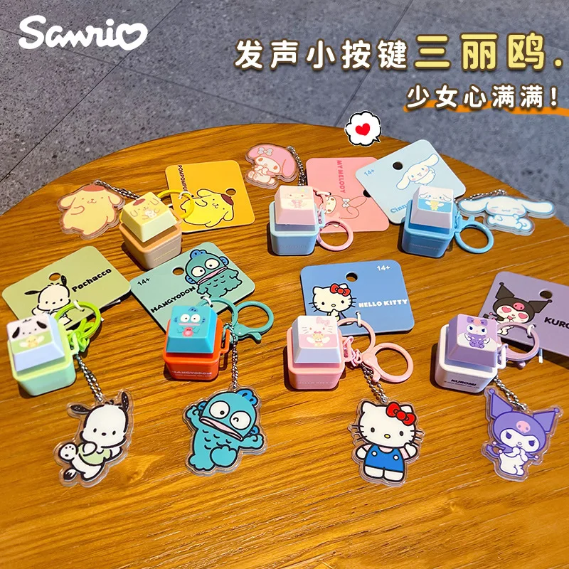 Фото Плюшевый брелок Sanrio: мультяшная кошка КТ, антистресс, светящаяся и звуковая игрушка, подвеска для сумки №3