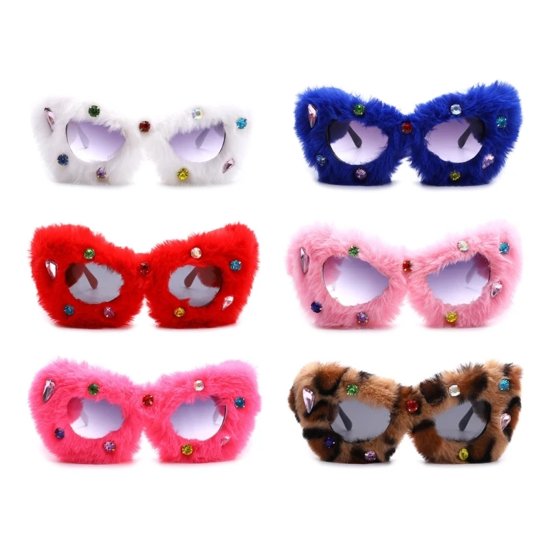 

Furry Large Sunglasses Photo Props Birthday Gemstones Y2K-style Trendsetters