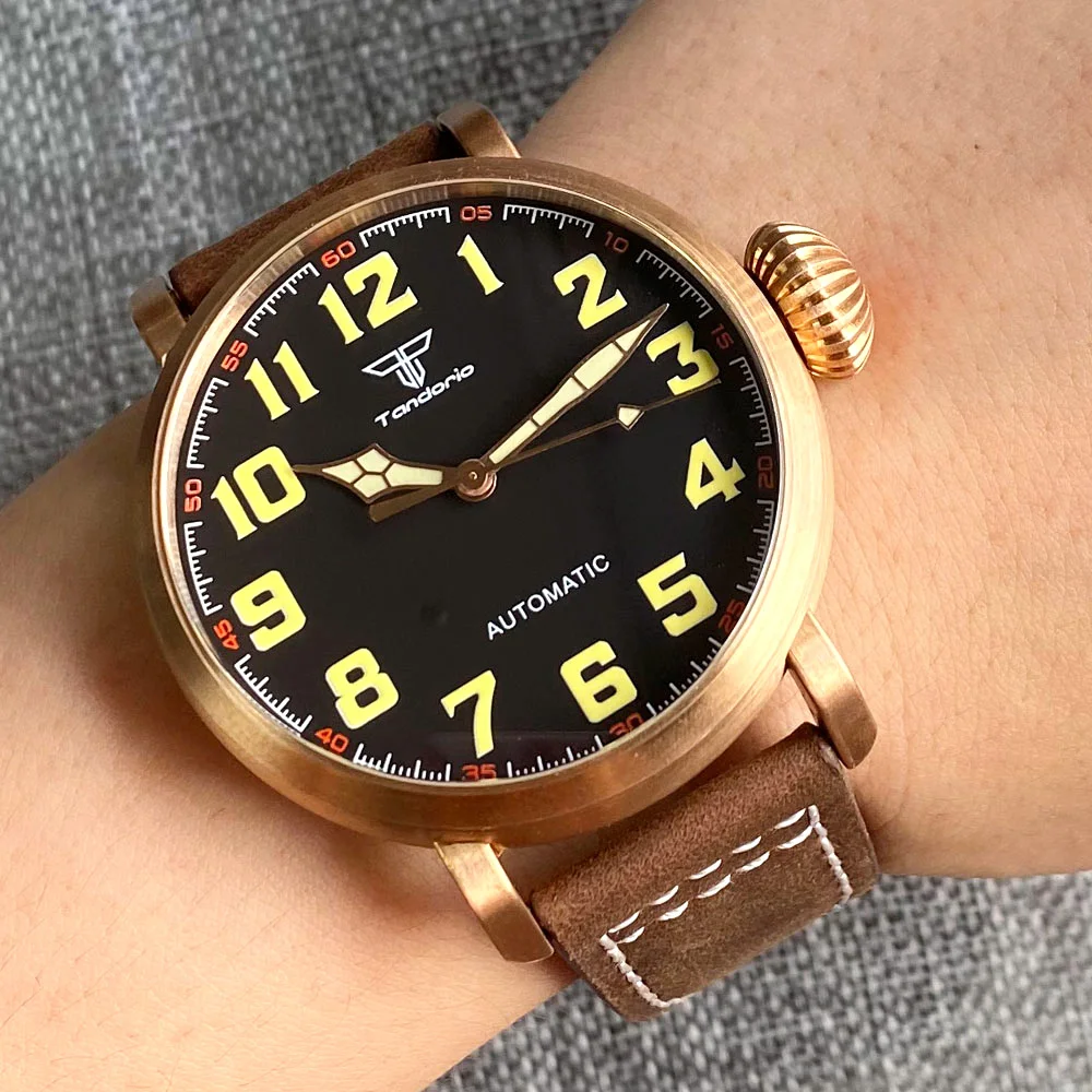 

New arrive real bronze Big face wrist watch 47mm CUSN7 case super luminous sapphire glass 20ATM NH35 Automatic men's watch