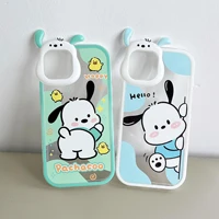 cute dog sanrio pochacco 3d camera protectionphone case for iphone 11 12 13 pro max x xs xr soft silicone transparent cover
