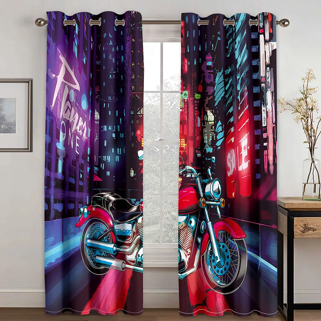 

2023 3D Printing Boy Curtains Motorcycle Window Curtains Polyester Drapes for Bedroom Living Room Decor With Hook