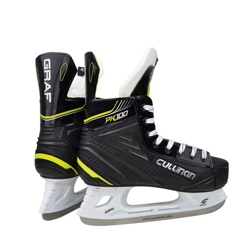 New Graf Ice Hockey Knife Skating Sneakers Ice Skate Shoes Leather Ice Blade Real Ice Skates Shoes Adult Child Indoor Ice Sports