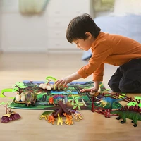 jurassic dinosaur model with scene childrens educational toys simulation animal set storage bag boy gift for kids toys