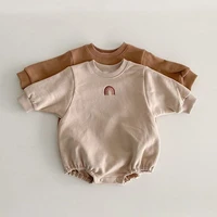 infant spring clothes net red male and female baby romper rainbow embroidery bag fart jumpsuit