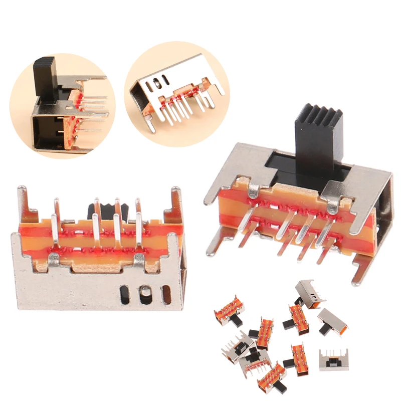 10 шт. панель PCB 8 Pin 3 позиции 2P3T DP3T Слайдер переключатель Боковая ручка прямой