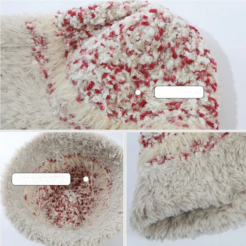  Шапка женская осенне-зимняя вязаная рыбацкая шапка теплая морозостойкая