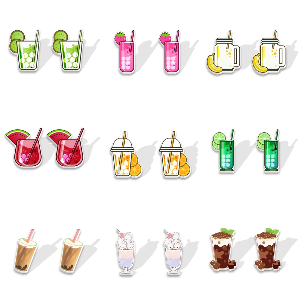 

Acrylic Stud Earrings Fancy Drinks Earrings Ladies Gifts Children