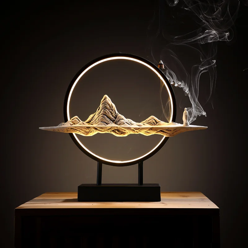 

Creative Chinese Insense Burner Modern Minimalist LED Living Room Insence Holder Porch Backflow Aroma Burner Zen Decoration I60B