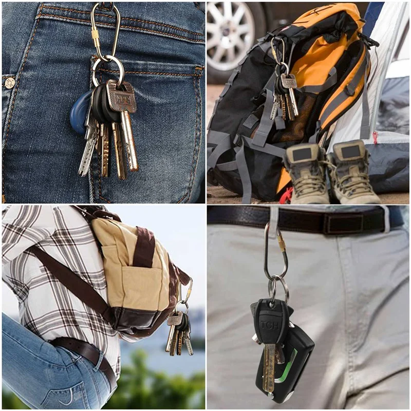

6PCS Mini Titanium Locking Carabiner,Small Lightweight Sturdy D-Ring Keychain Clip for Indoor Outdoor Backpack Climbing
