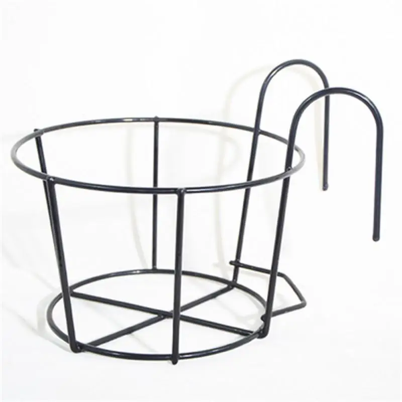 

Iron Balcony Round Flower Pot Basket Railing Fence Hanging Potted Plant Rack Flower Planter Stand Holder Garden Decoration
