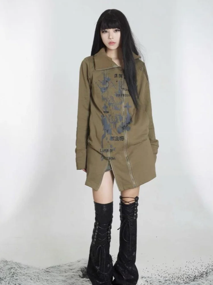 

Худи с отложным воротником, на молнии, в стиле Харадзюку