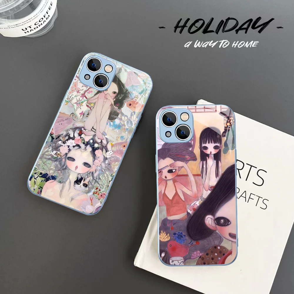S-Selling Aya Takano Phone Case Tempered Glass For iphone 14 13 12 11 Pro Mini XS MAX 14Plus X XR Fundas