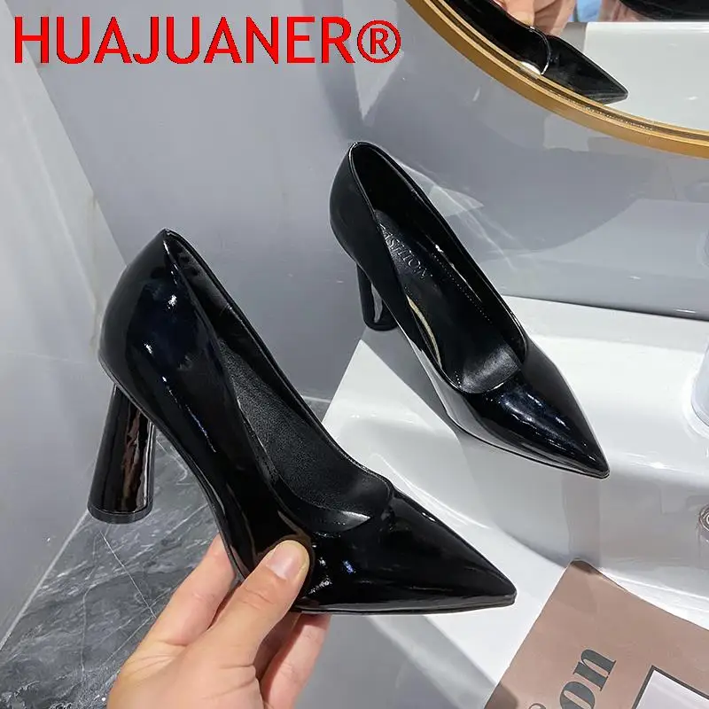 

Туфли-лодочки женские из лакированной кожи, на высоком каблуке, с острым носком