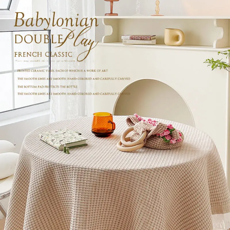 

Cotton and linen Japanese white lace tablecloth table cloth_AN2411