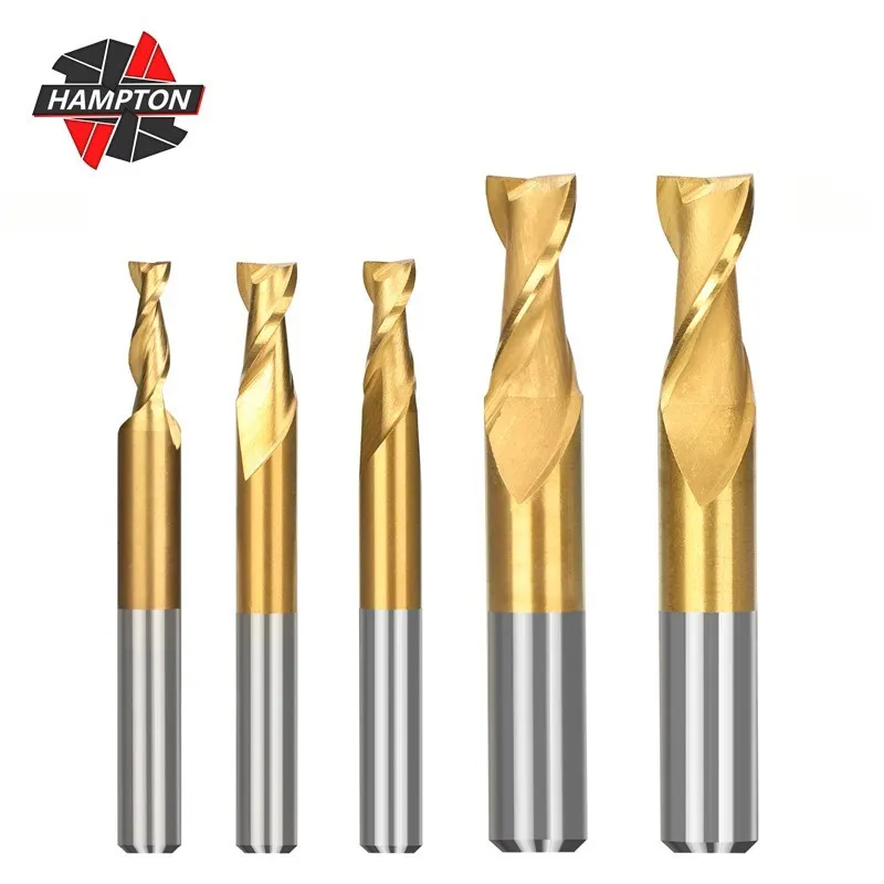 

2 Flute HSS Milling Cutter Spiral End Mill for Metal Aluminum Milling Tool TiN Coated CNC Router Bit EndMill