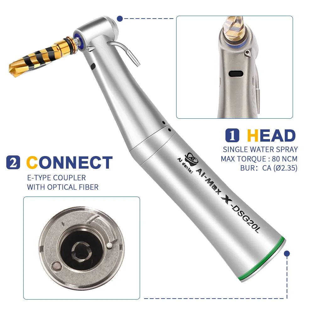 

X-DSG20L 20:1 Implant Surgical Handpiece Dental Contra Angle External Irrigation Fiber Optic 80N Torque Tools Detachable Head