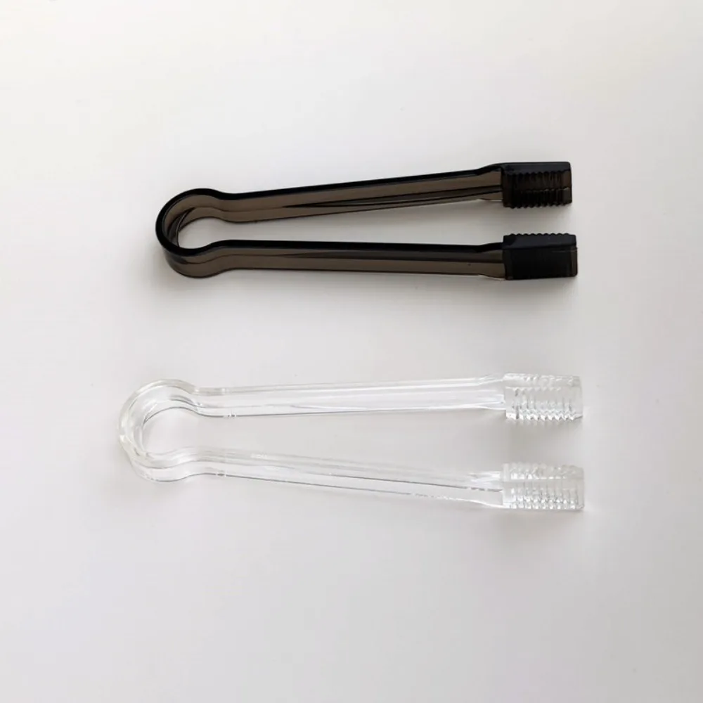

10Pcs Clear Serving Tongs Easy to Clean Translucent Black Mini Kitchen Tongs 6.3 Inch Ice Tongs Serving Food