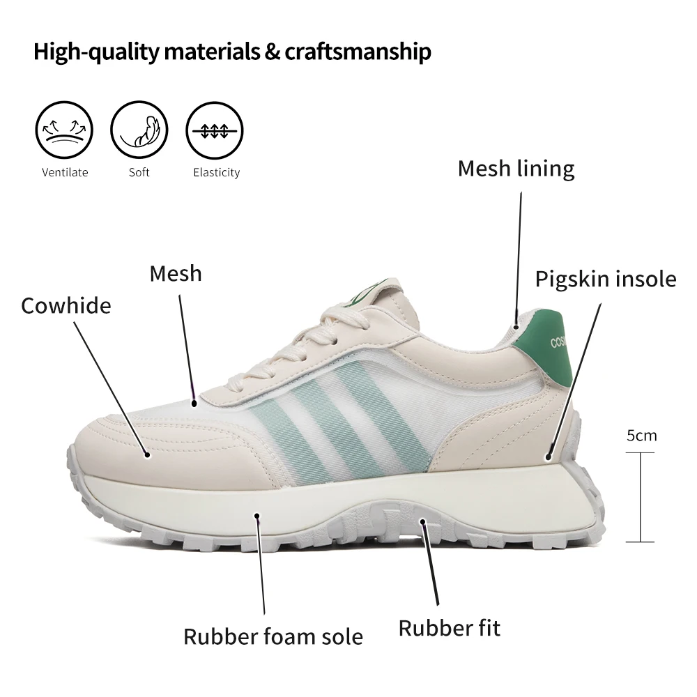 SOMILISS Women Platform Casual Sneakers Genuine Leather Tulle Patchwork Designer Round Toe Lace Up Spring Summer Ladies Shoes