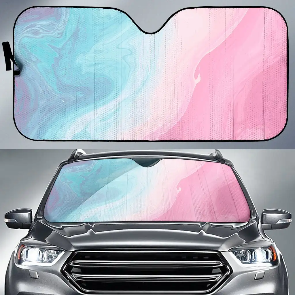 

Teal Pink Liquid Marble Print Car Sun Shade