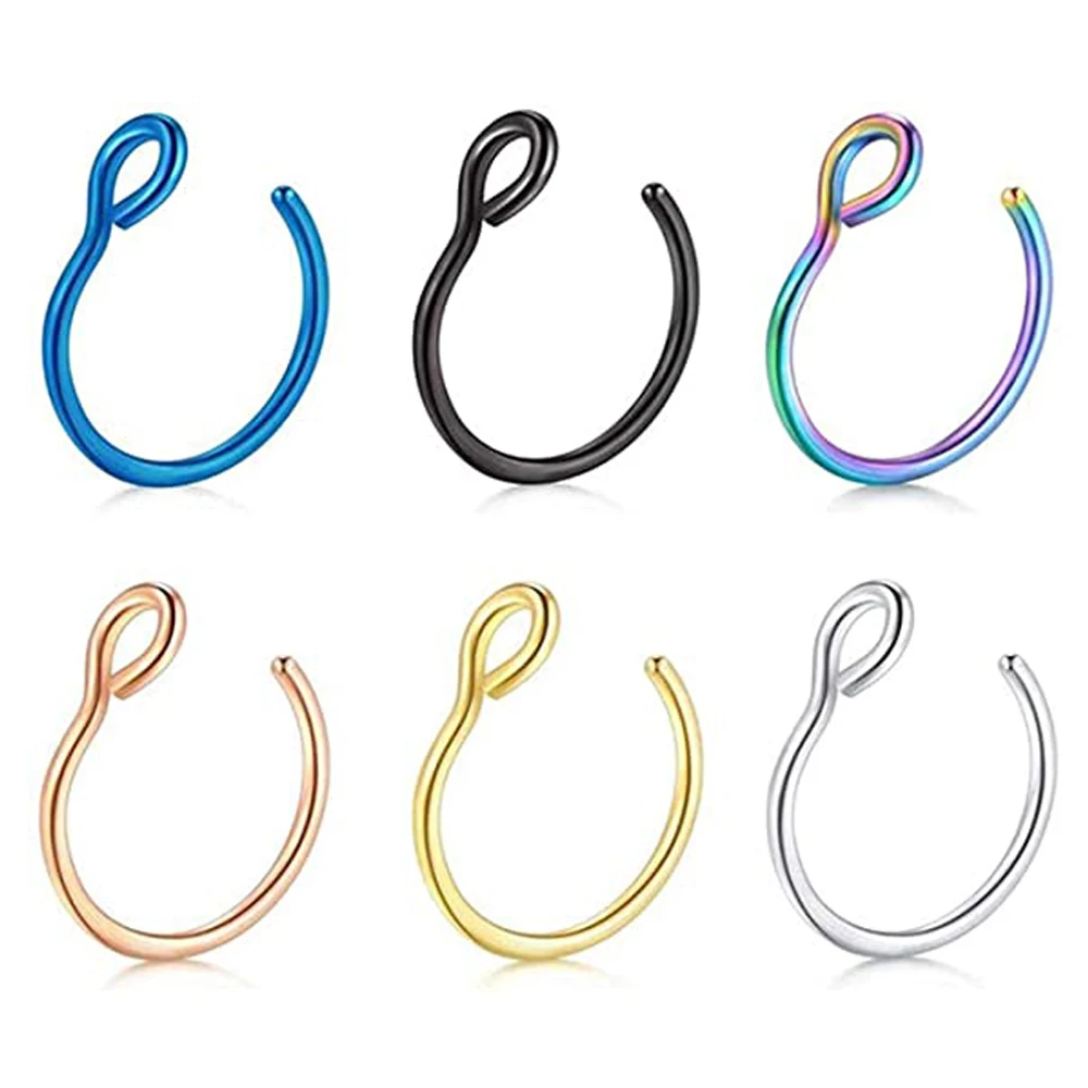 Хирургическая сталь 20G Поддельные открытые кольцо нов с клипсой для не пирсинга