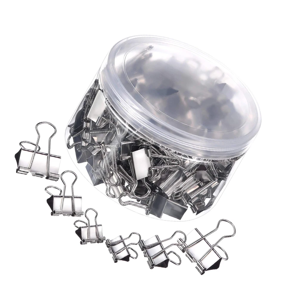 

1/2/3/5 Office Supply Clip Multi-size Wear-resistant Paper Organizer Colorful Binder Clips Company Storage Silver