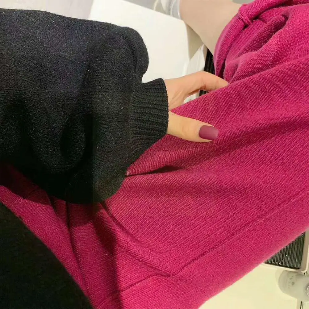 

New Women Knitted Straight Leg Pants High Waist Drape All-match Wide-leg Nine-point Casual Knitted Hare Pants Korean Simple U3y7