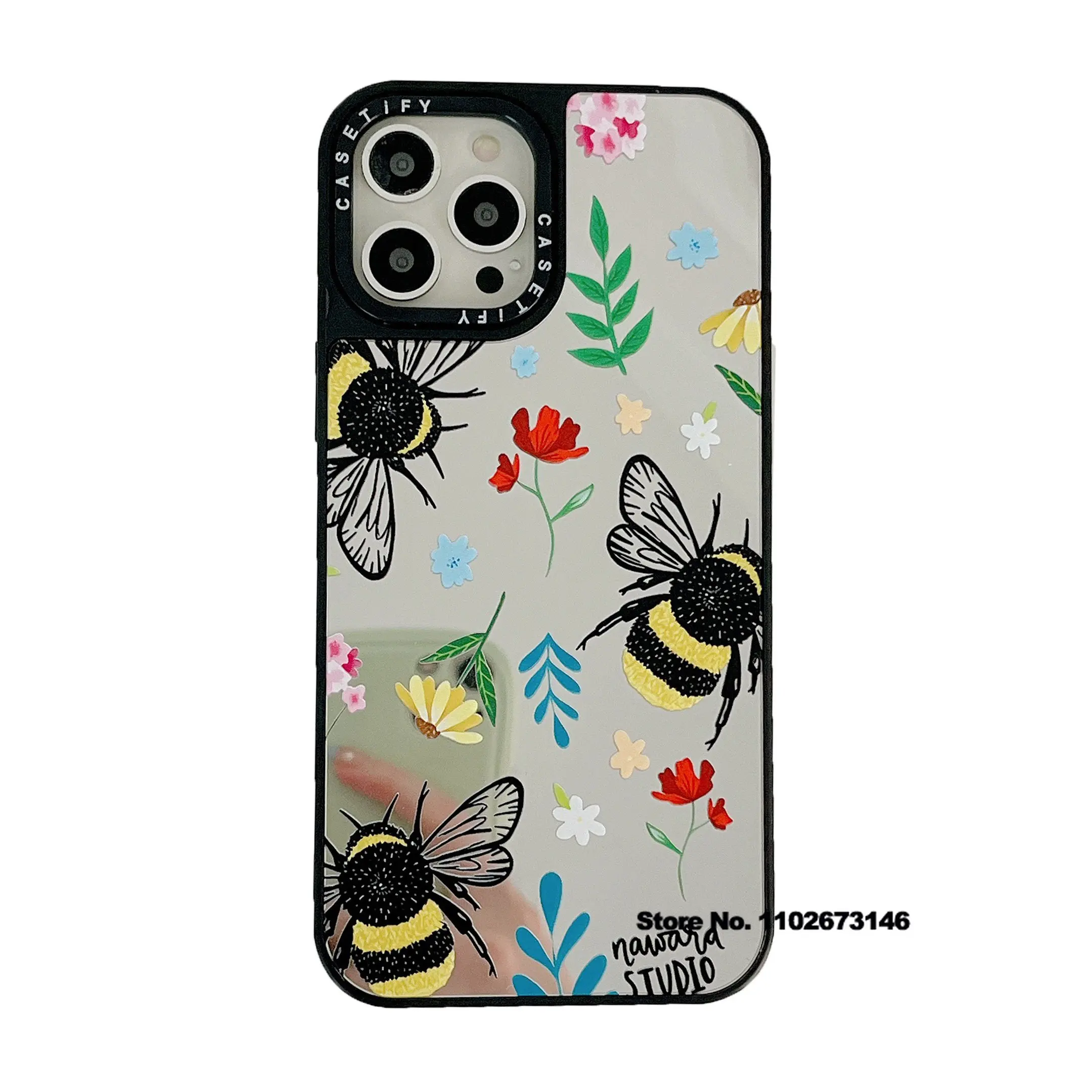 

CASETIFY Honeybee Flower Mirror Case for iphone 12 13 14 Pro 13 Mini 11 14 Promax SE2020 6 7 8 14 Plus Back Cover D0315