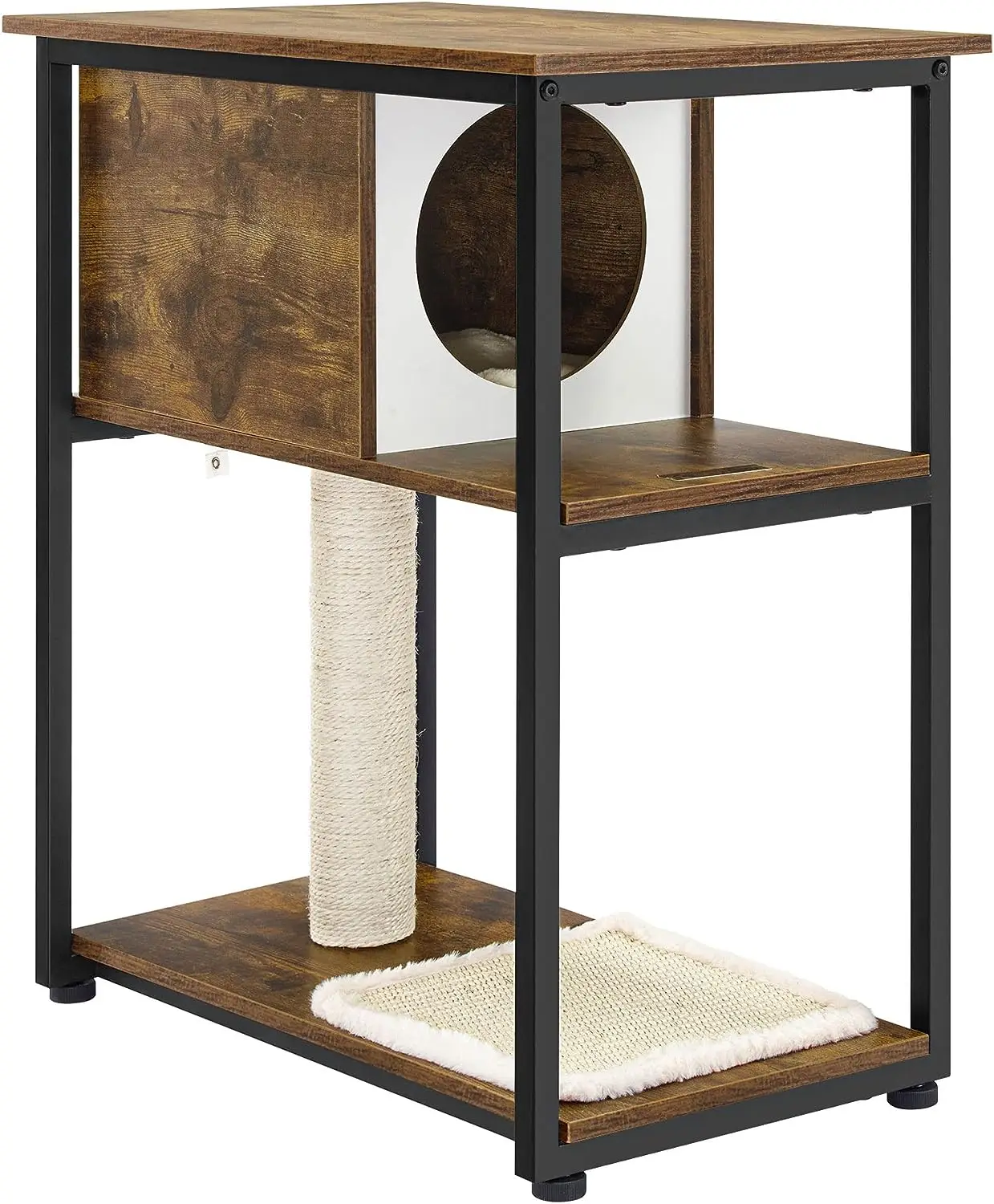 

Cat Tree and End Table, Cat Tower with Scratching Post and Mat, Cat Condo, Nightstand, for Living Room, Bedroom, Industrial Styl