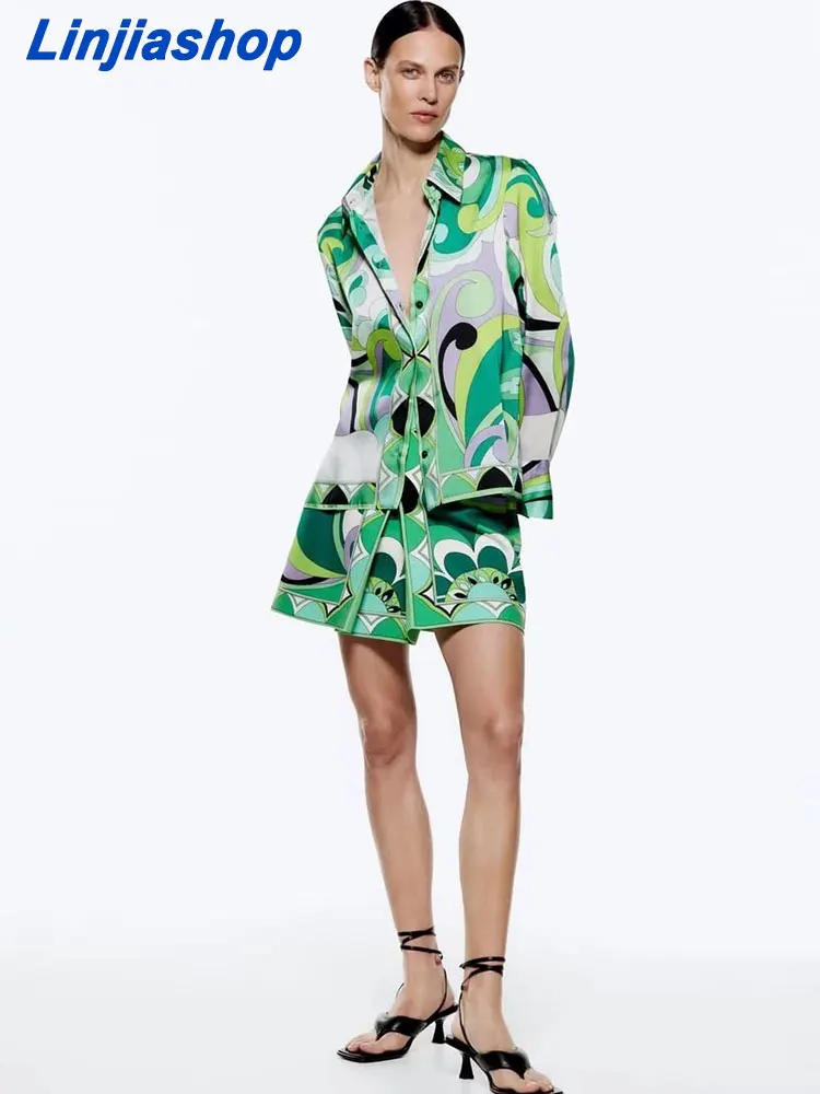 

Summer women suits fashion print skirt female casual youth fashion skirt with blouse two piece set ladies 22604