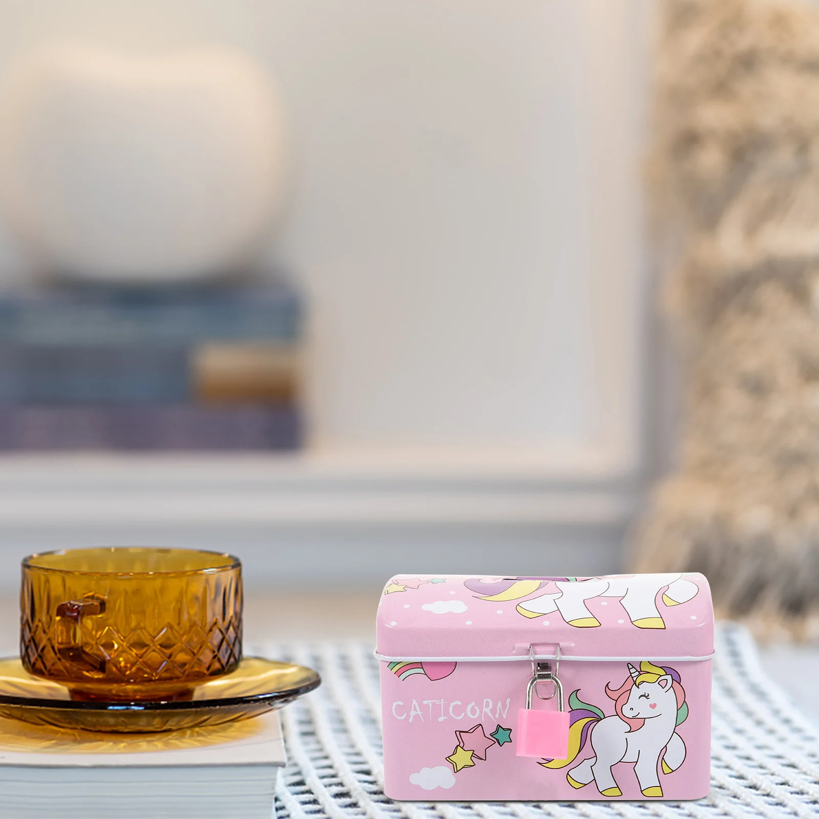 

Tin Box Cartoon Bank Saving Pot with Lock for Kids Gifts