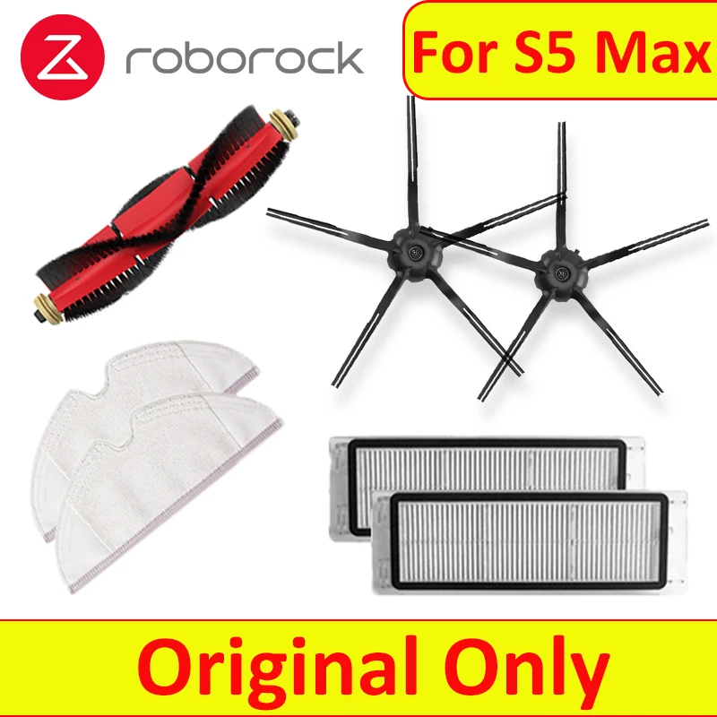 

Оригинальные Насадки для швабры Roborock S5 Max, основная и боковая щетки, фильтр НЕРА, док-станция, сменный резервуар для воды