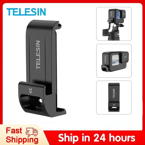 TELESIN для GoPro Hero 12 11 10 9, водонепроницаемая боковая крышка, легкосъемная крышка для зарядки типа C, порт для Go Pro 9 10 11 12, аккумулятор