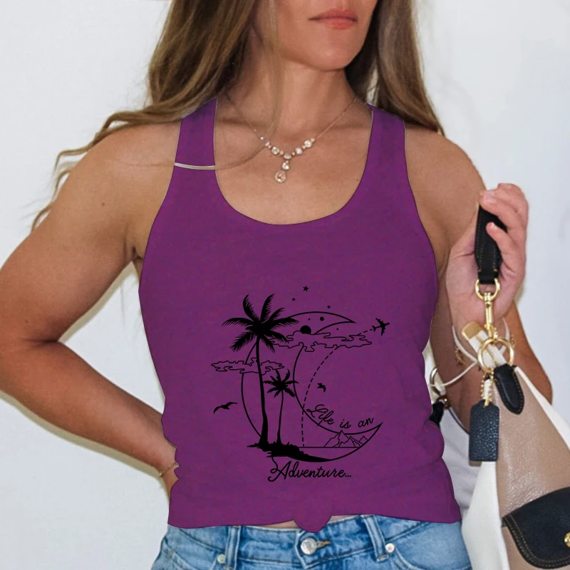 Майка женская пляжная с принтом Луна и графическим