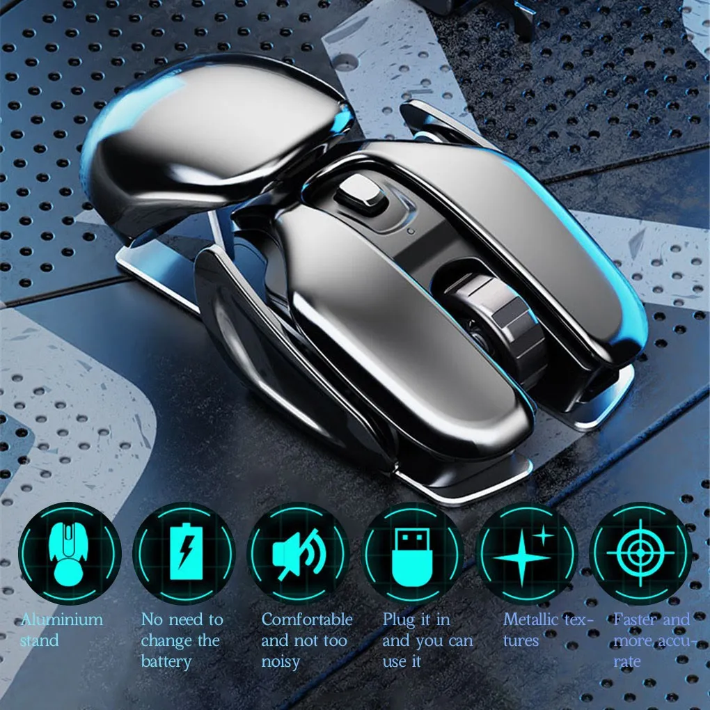 

New PX2 Metal 2.4G Rechargeable Wireless Mute 1600DPI Mouse 6 Buttons for PC Laptop Computer Gaming Office Home Waterproof Mouse