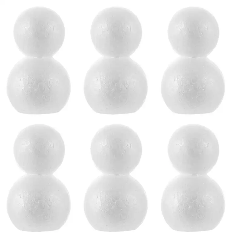 

6pcs Snowman Styrofoam Craft Christmas Diy Craftsshapes polystyrene White Kit Shape Modelling Model Supplies Ornamentsfigurine