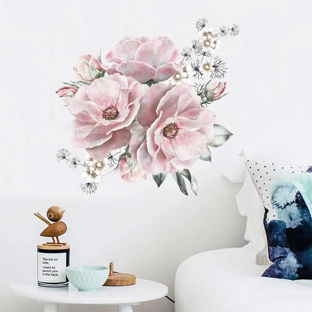 

1Pcs Peony Flower Wall Stickers Removable Wall Decals Home Decor For Bedroom Living Room