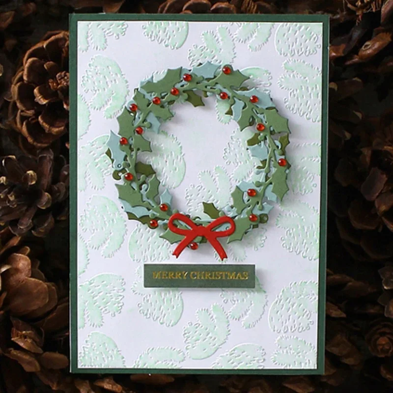 

XSL Craft Christmas Holly Leaves Bow Cutting Dies And Stamps cut die scrapbooking Album Paper Card Craft Embossing
