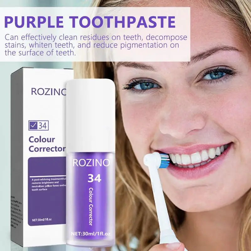 

V34 Teeth Color Correcter 30ml High Effective Teeth Whitening Toothpaste Deep Cleaning Stain Removal Oral Care For Travel Home