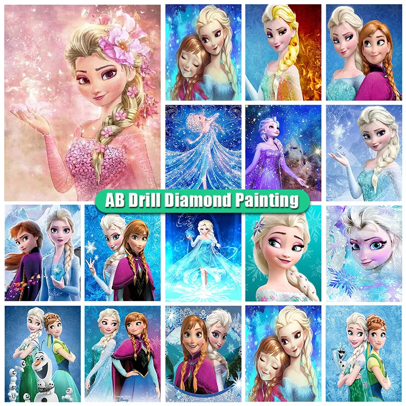

AB Disney Diamond Painting Ice Sister Elsa&Anna Cross Stitch Full Round Square 5d diy Diamond Embroidery Cartoon Mosaic Picture