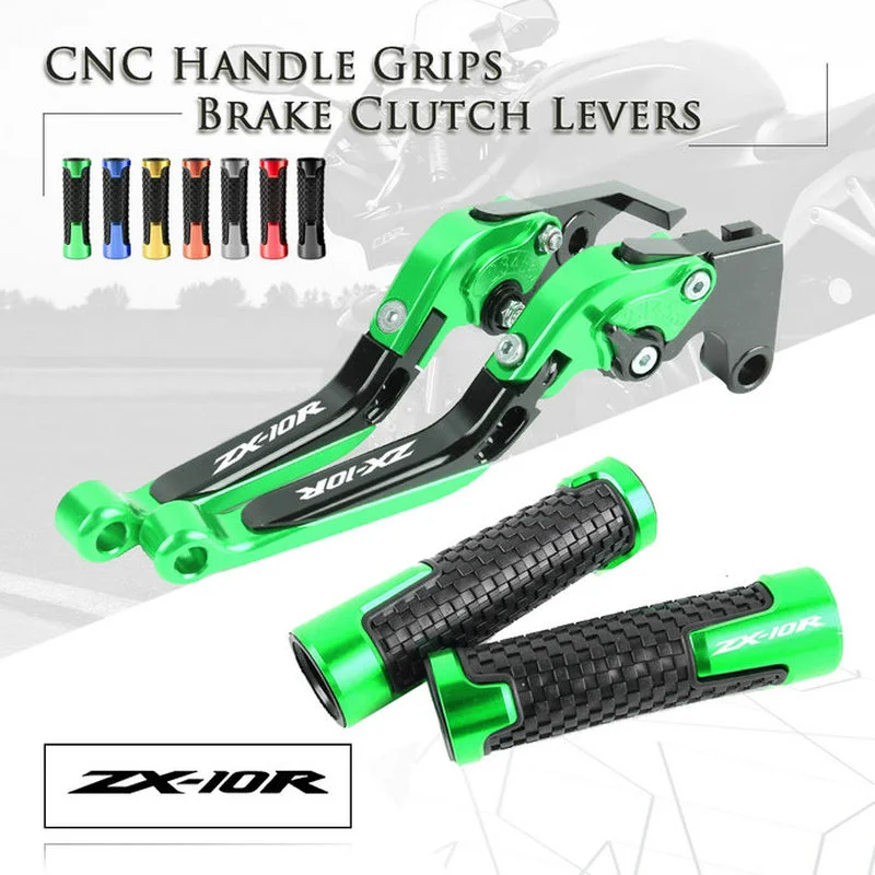 

CNC Folding Extendable Adjustable Brake Clutch Levers Handlebar Grip Handle Hand Grips For KAWASAKI NINJA ZX10R ZX-10R 2006-2015
